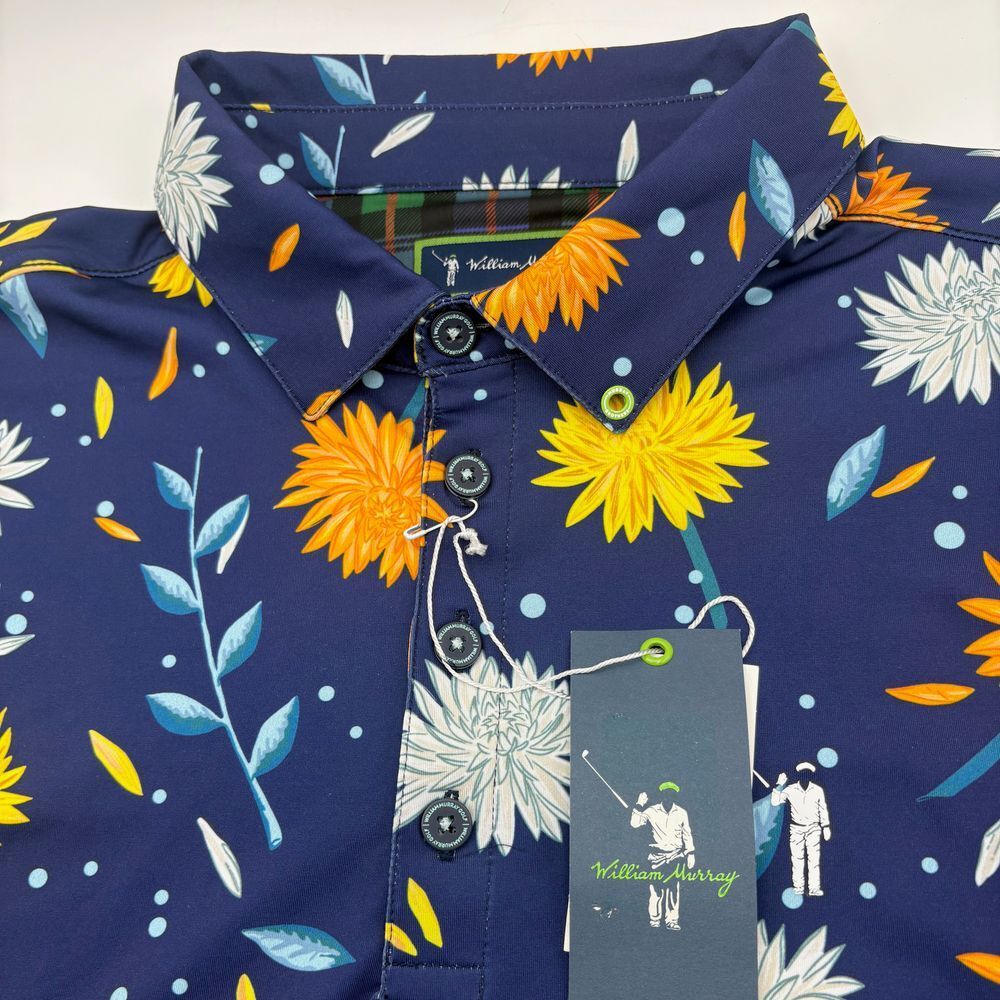 William Murray Mums Floral Golf Polo Shirt‎ Short Sleeve Colorful Size Small